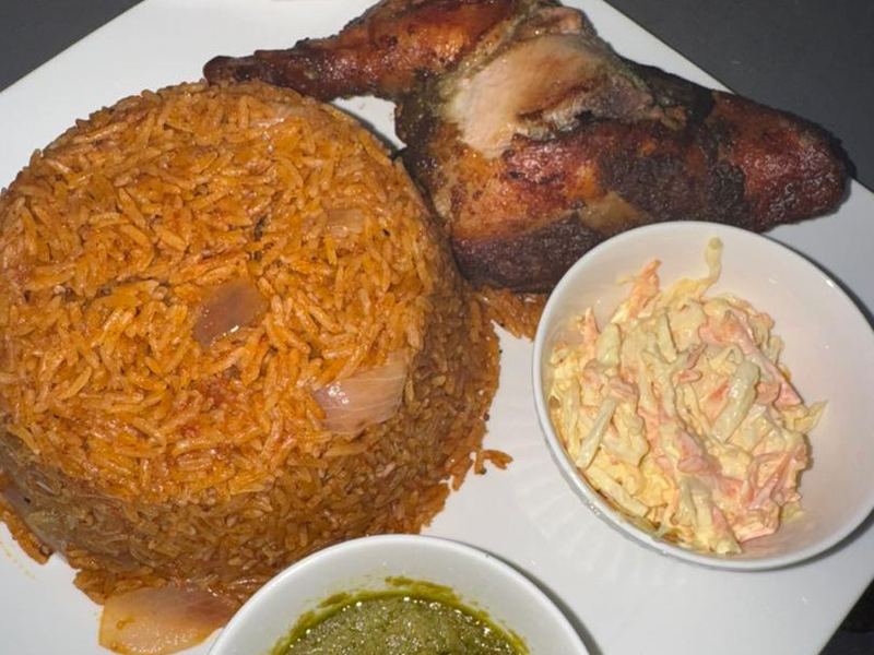 Jollof with Chicken Wings at Pepper & Co